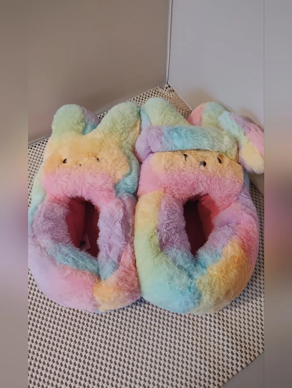 Peeps Girls Size M (13-1) Bunny Tie Dye Slippers & Headband Plush & Soft NWT